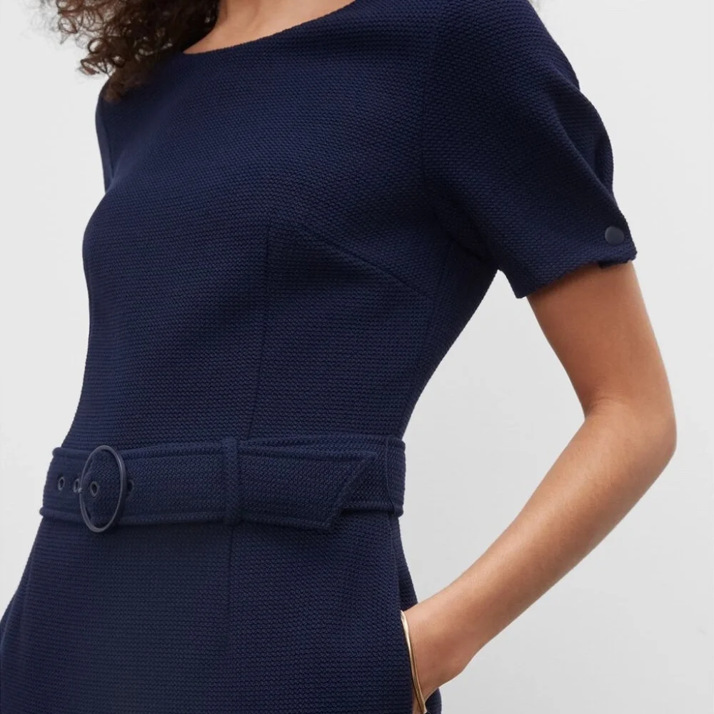 Textured Mini Dress - New With Tags - NEVER WORN - Navy - Picture 3 of 4